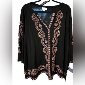 J Jill black embroidered open front jacket : sweater  size xl xx